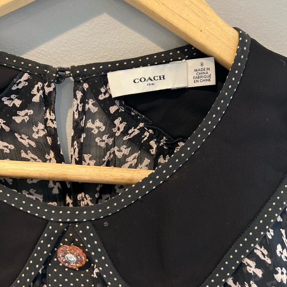 Coach Black and White Patterned Sheer Blouse - Picture 3 of 3